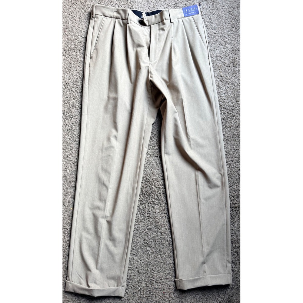 Croft & Barrow True Comfort Pleated Dress Pants 36x34 Khaki Flex Waistband NWT
